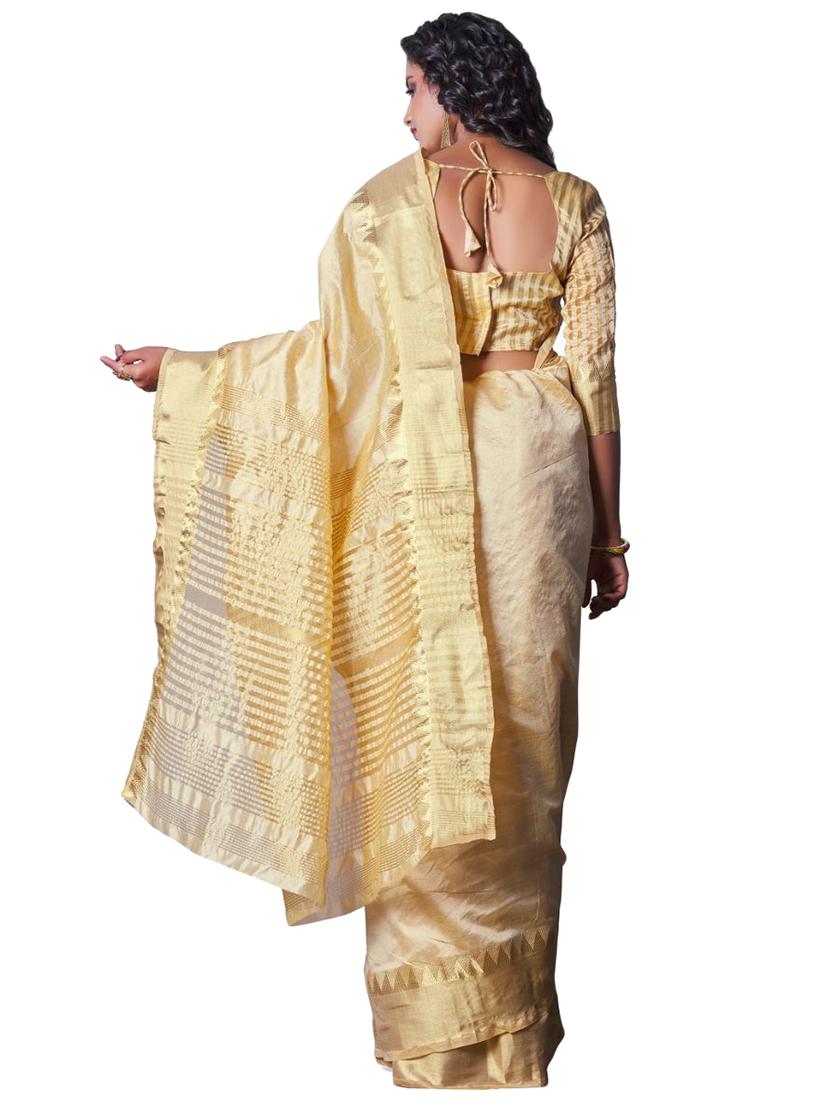 cream silk blend banarasi saree with blouse - 18370970 -  Standard Image - 1