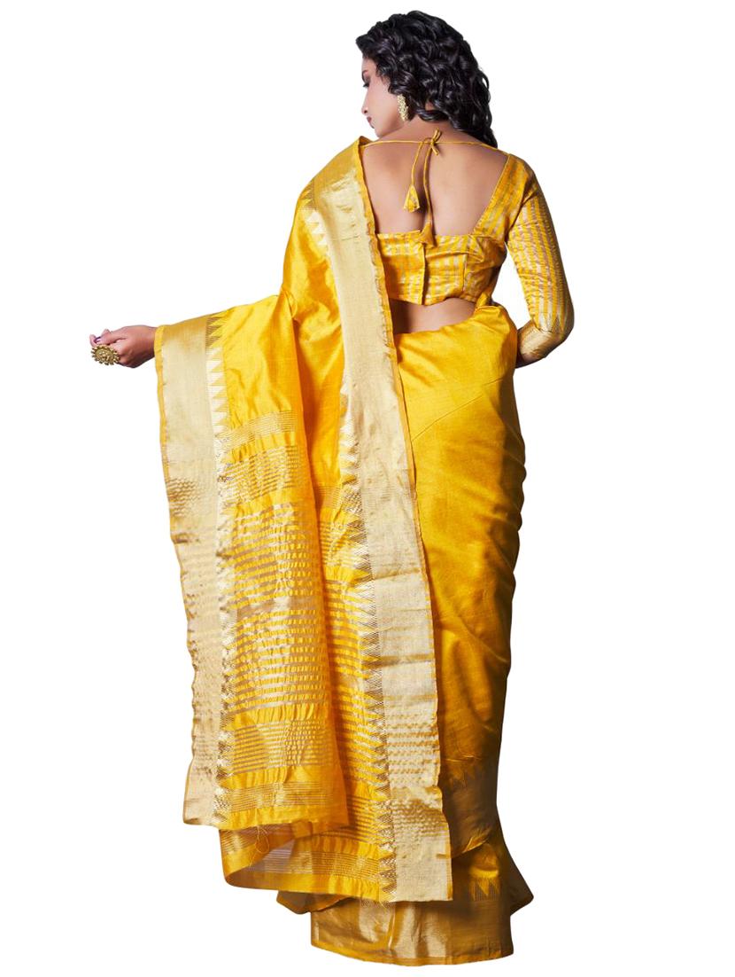 yellow silk blend banarasi saree - 18370975 - Standard Image - 1
