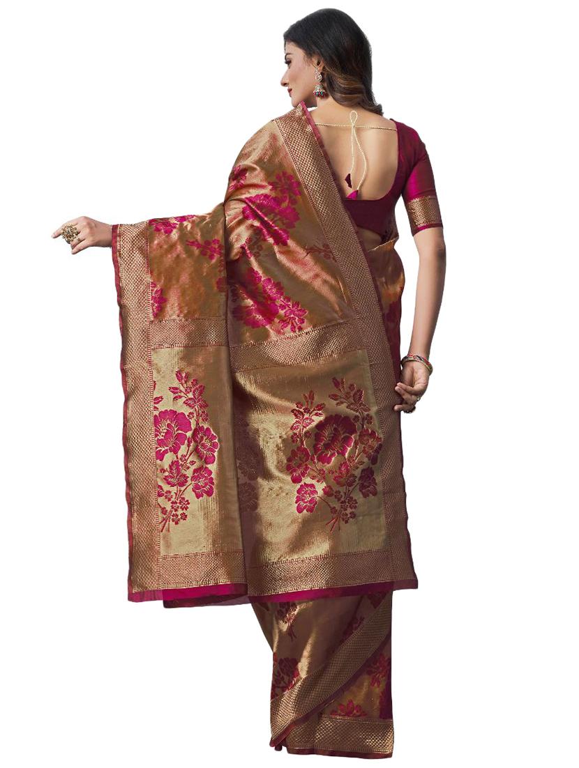 purple silk blend banarasi saree with blouse - 18370981 - Standard Image - 1
