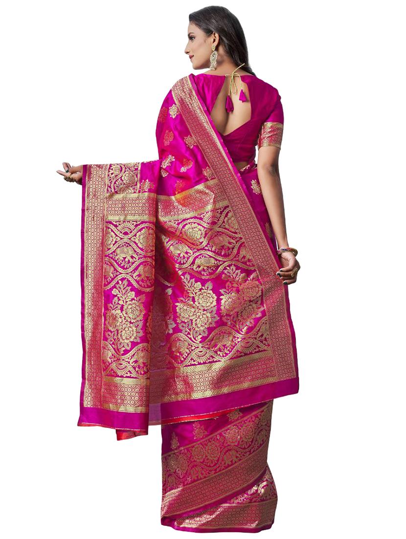 pink silk blend banarasi saree with blouse - 18370995 - Standard Image - 1