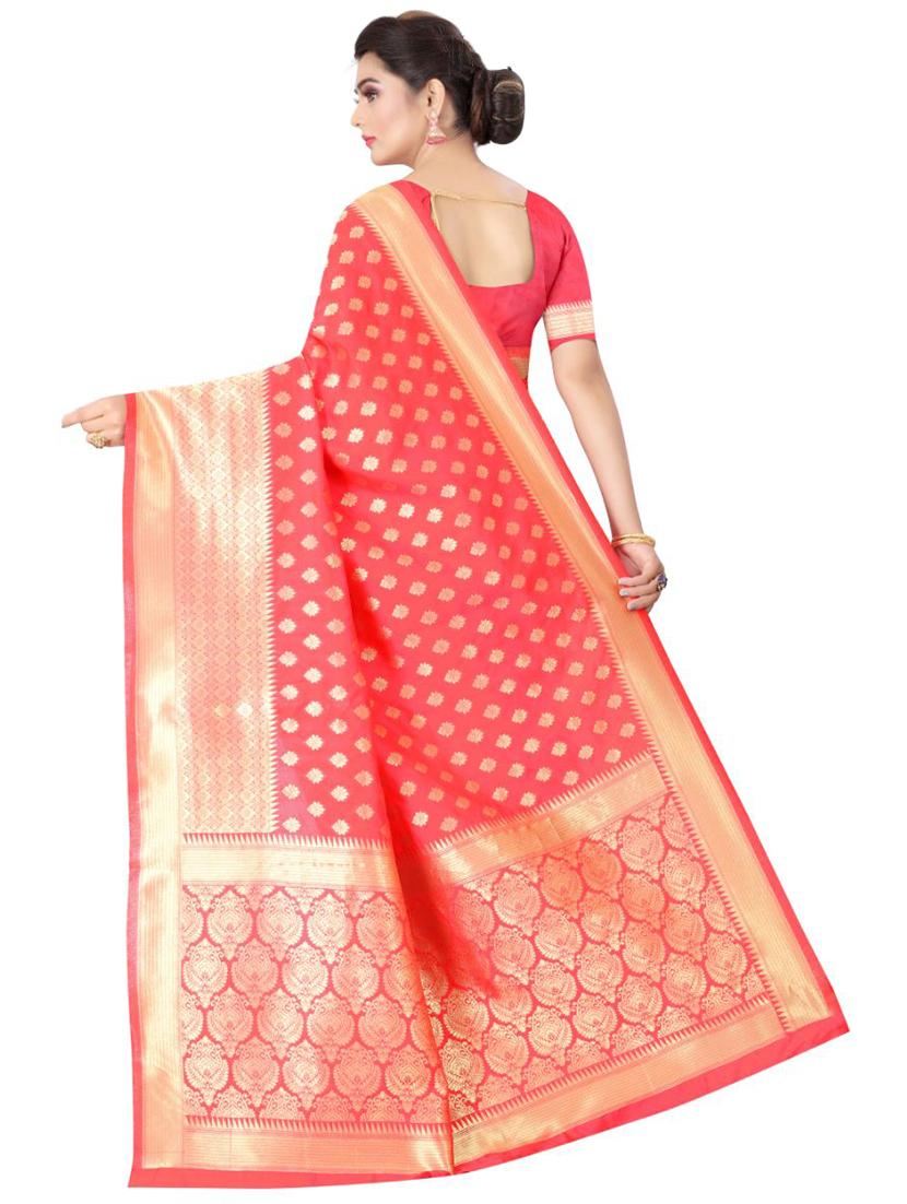 pink silk blend banarasi saree with blouse - 18371030 - Standard Image - 1