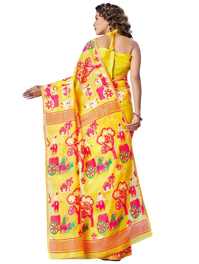 yellow printed saree - 18371054 -  Standard Image - 1