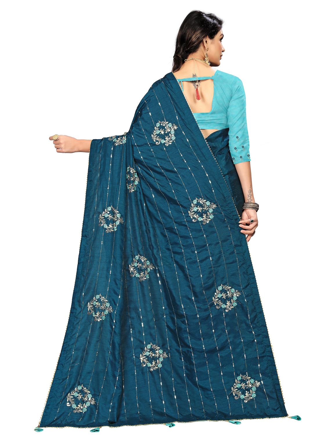 green embroidered saree - 18371119 - Standard Image - 1