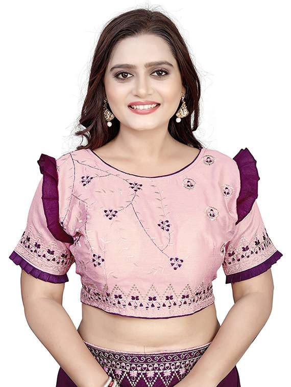purple bordered saree with blouse - 18371126 - Standard Image - 1
