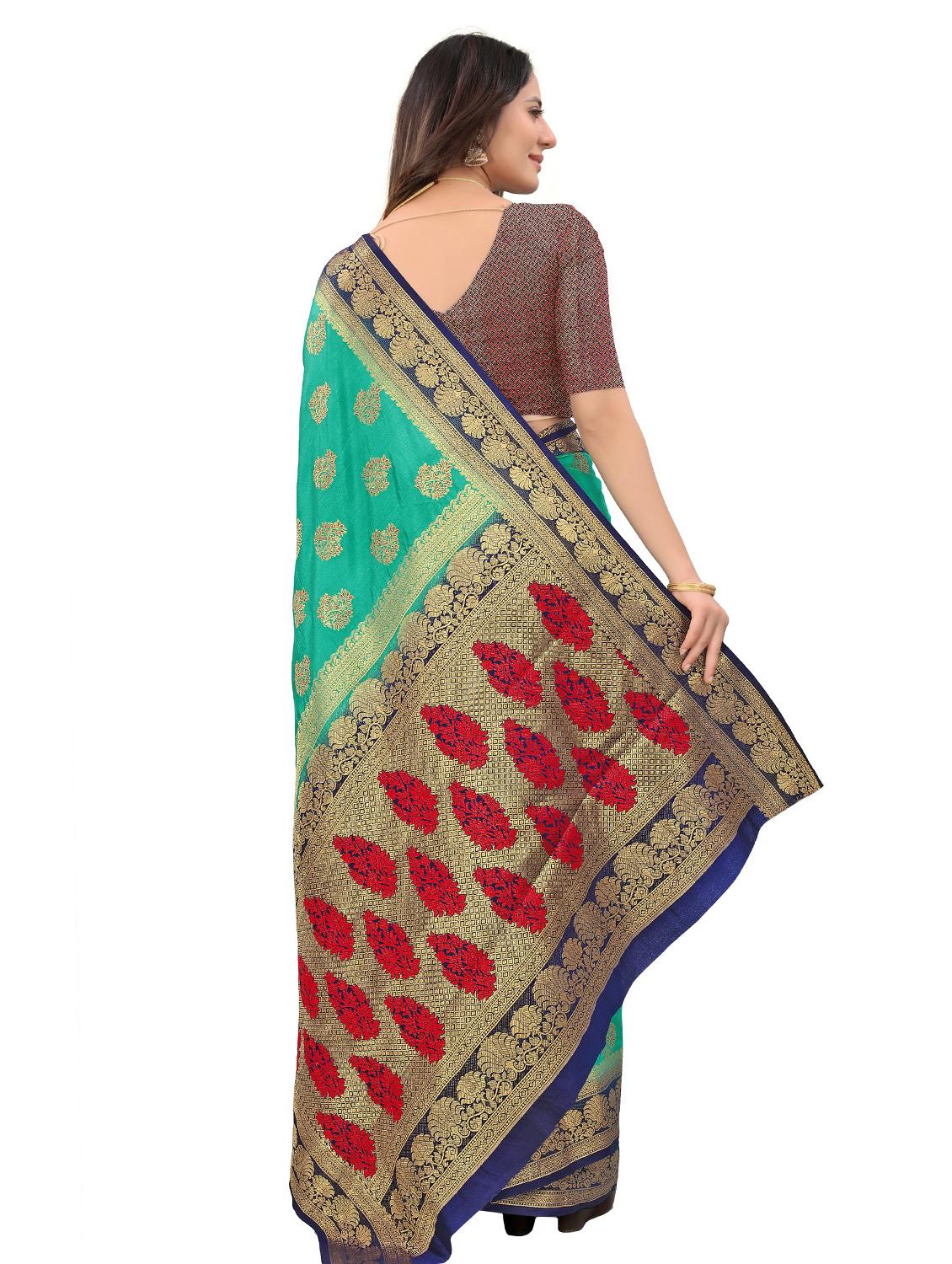 multi colored art silk kanjivaram saree with blouse - 18371131 - Standard Image - 1