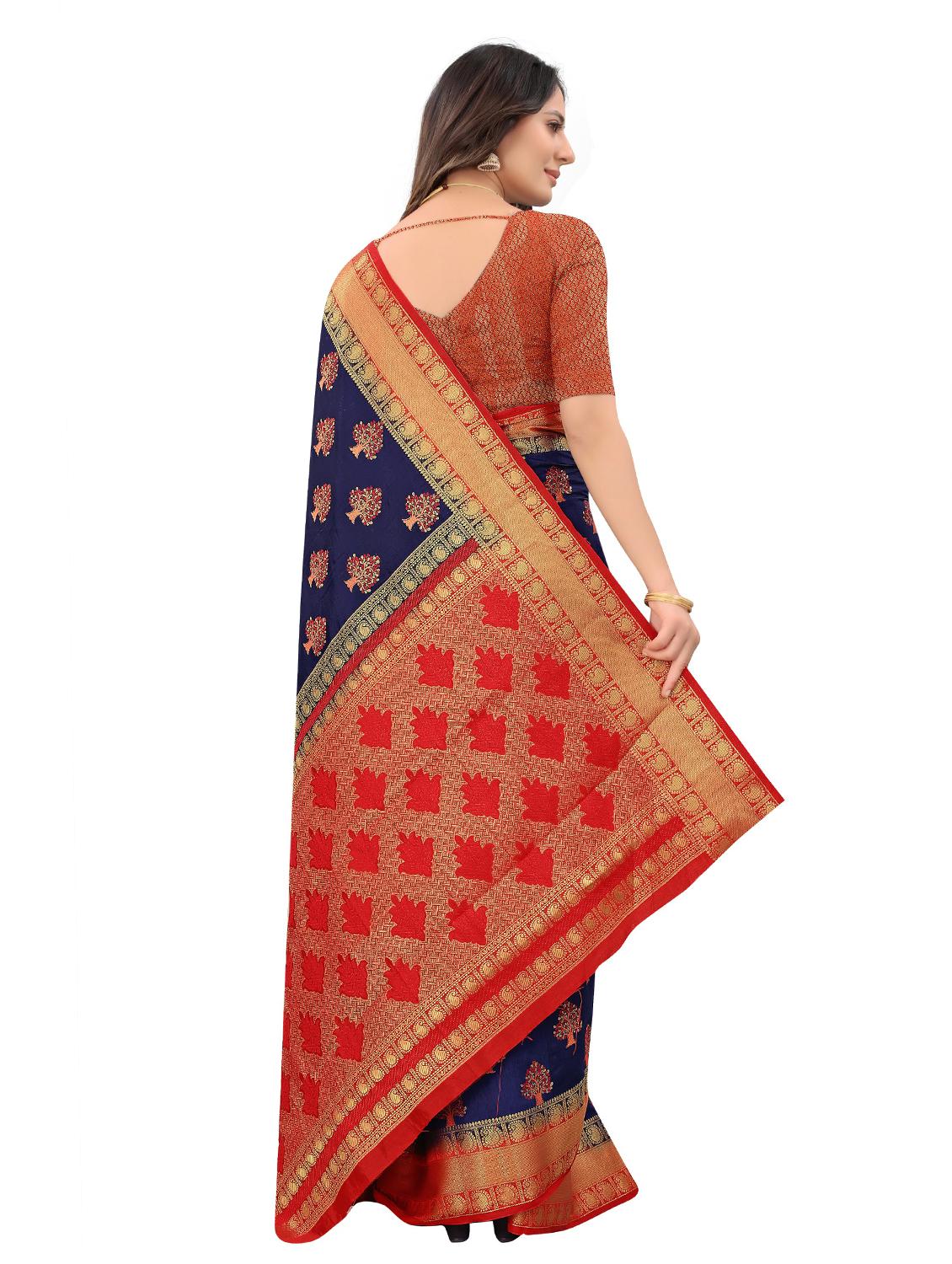blue art silk kanjivaram saree with blouse - 18371136 -  Standard Image - 1
