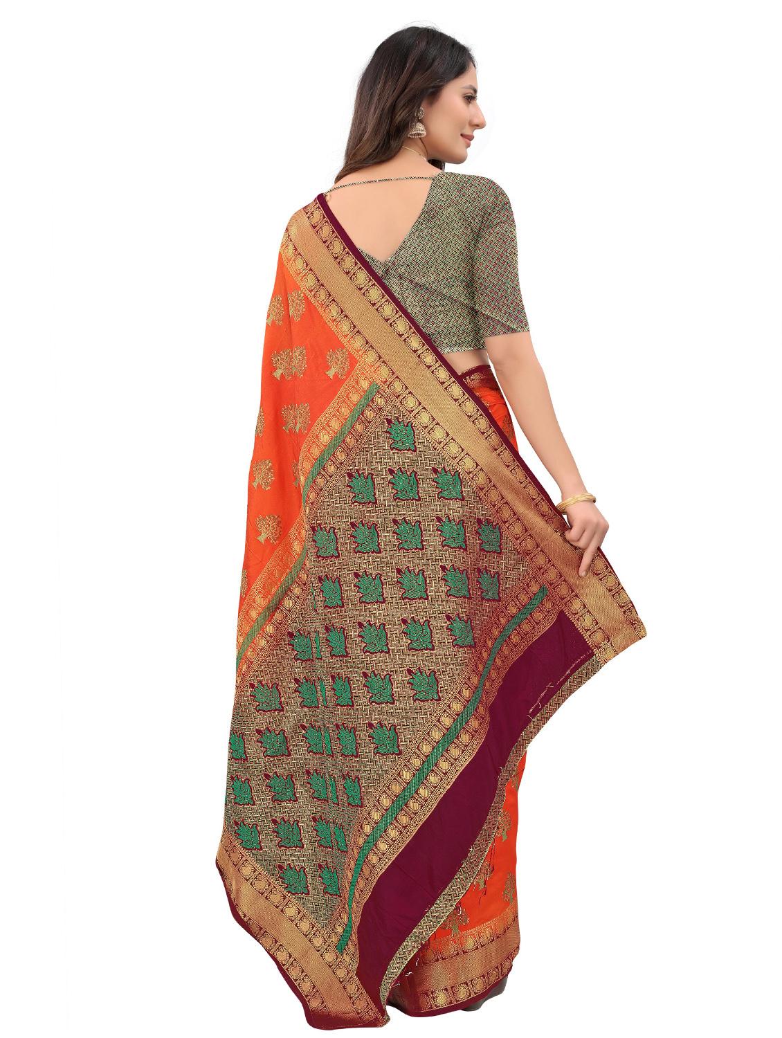 orange art silk kanjivaram saree with blouse - 18371137 - Standard Image - 1