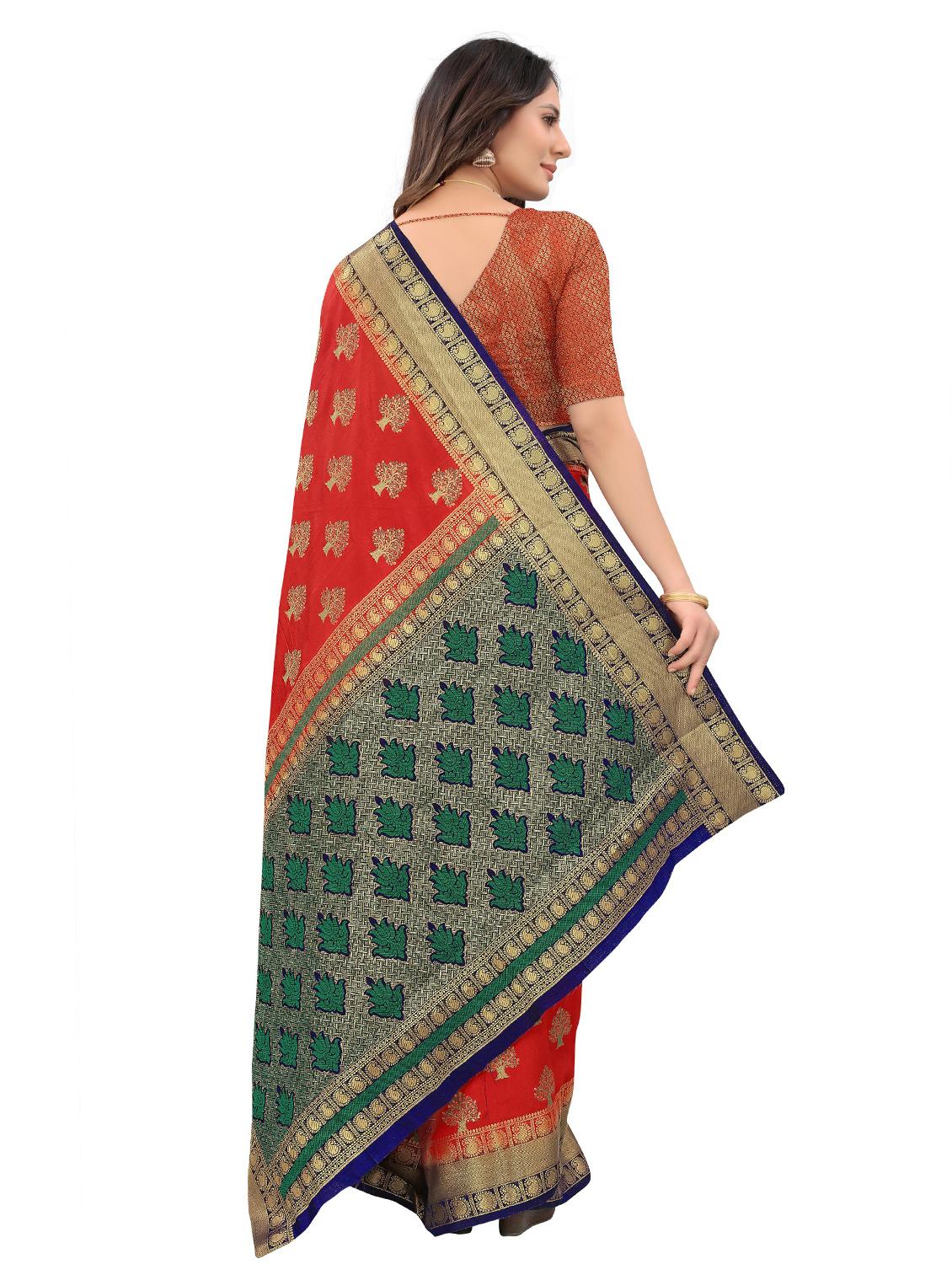 red art silk kanjivaram saree with blouse - 18371140 -  Standard Image - 1