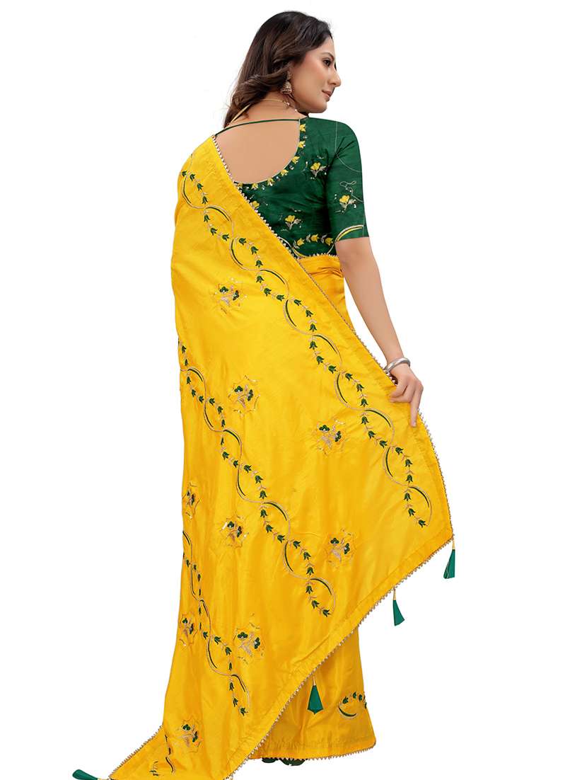 yellow embroidered saree with blouse - 18371150 -  Standard Image - 1