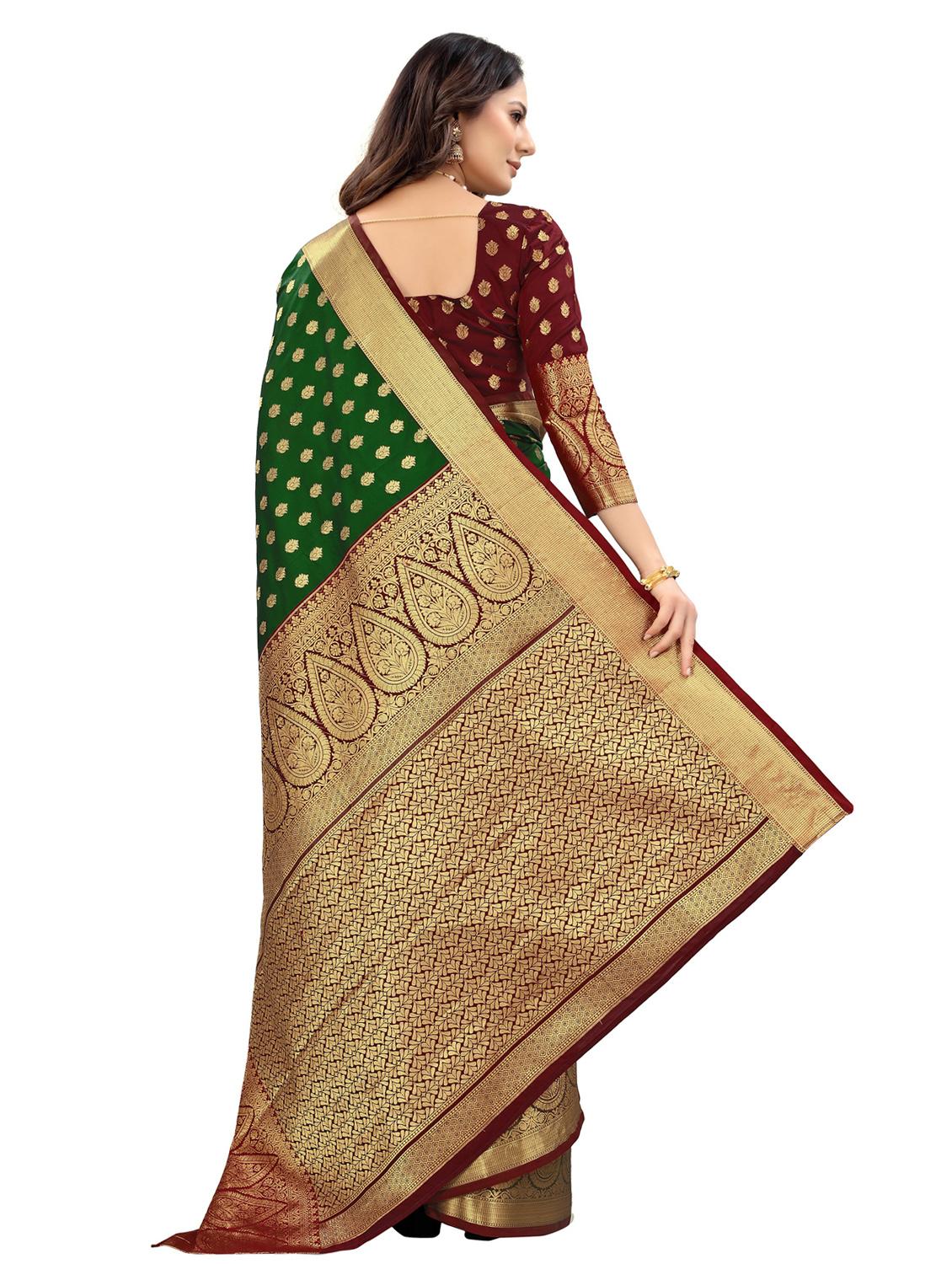 green art silk kanjivaram saree with blouse - 18371163 - Standard Image - 1