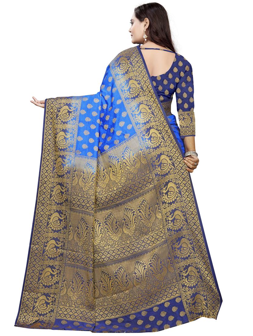 ethnic motifs kanjivaram saree with blouse - 18371214 - Standard Image - 1