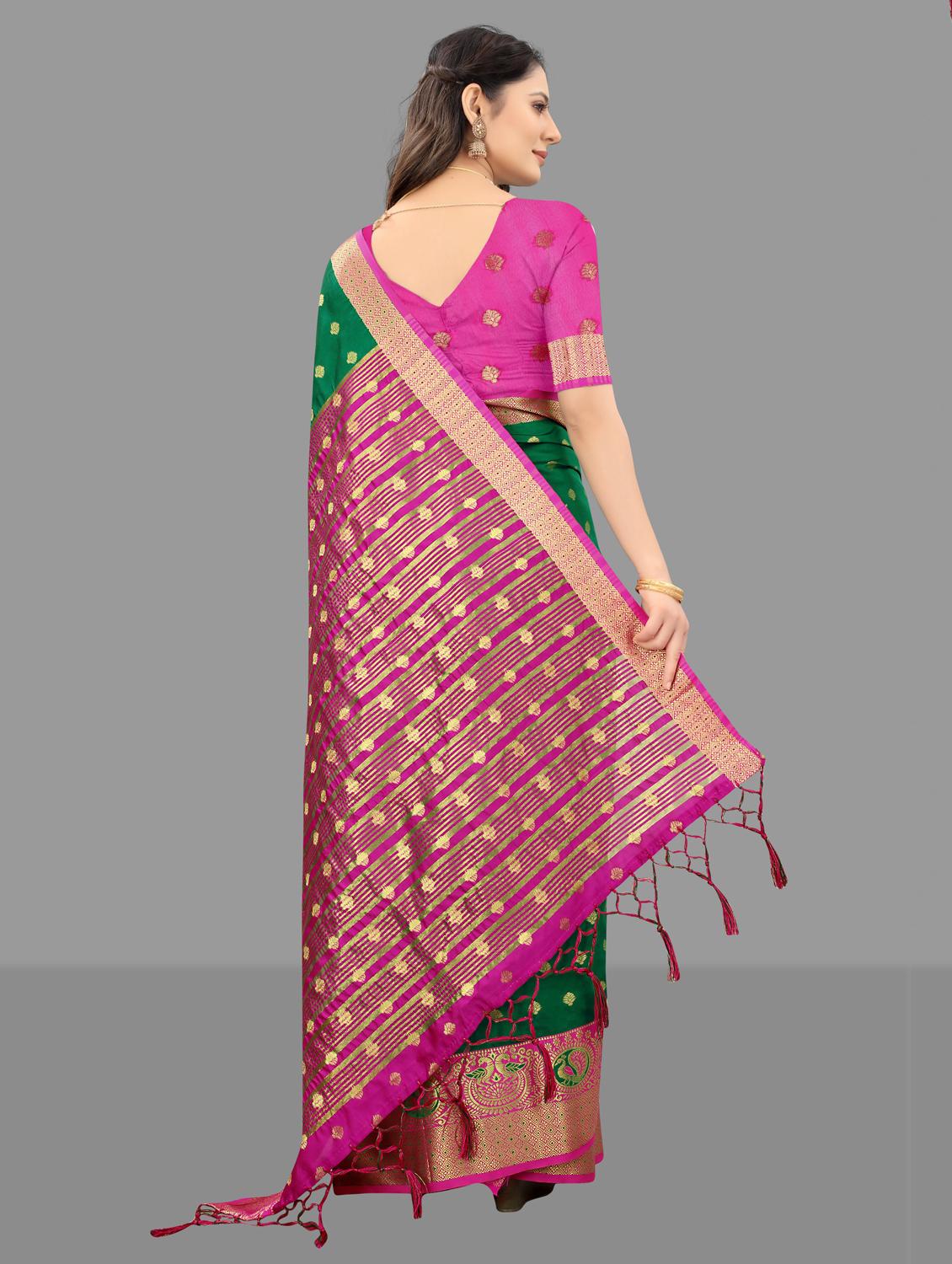 green art silk kanjivaram saree with blouse - 18371252 -  Standard Image - 1