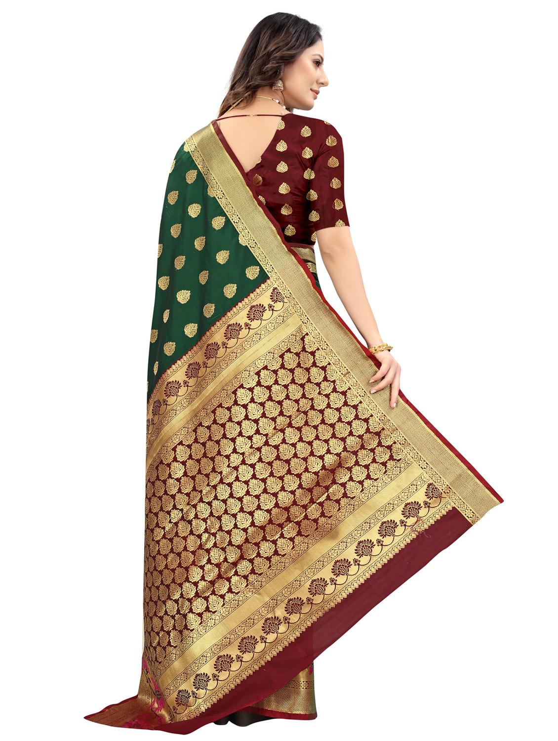 green art silk kanjivaram saree with blouse - 18371254 - Standard Image - 1