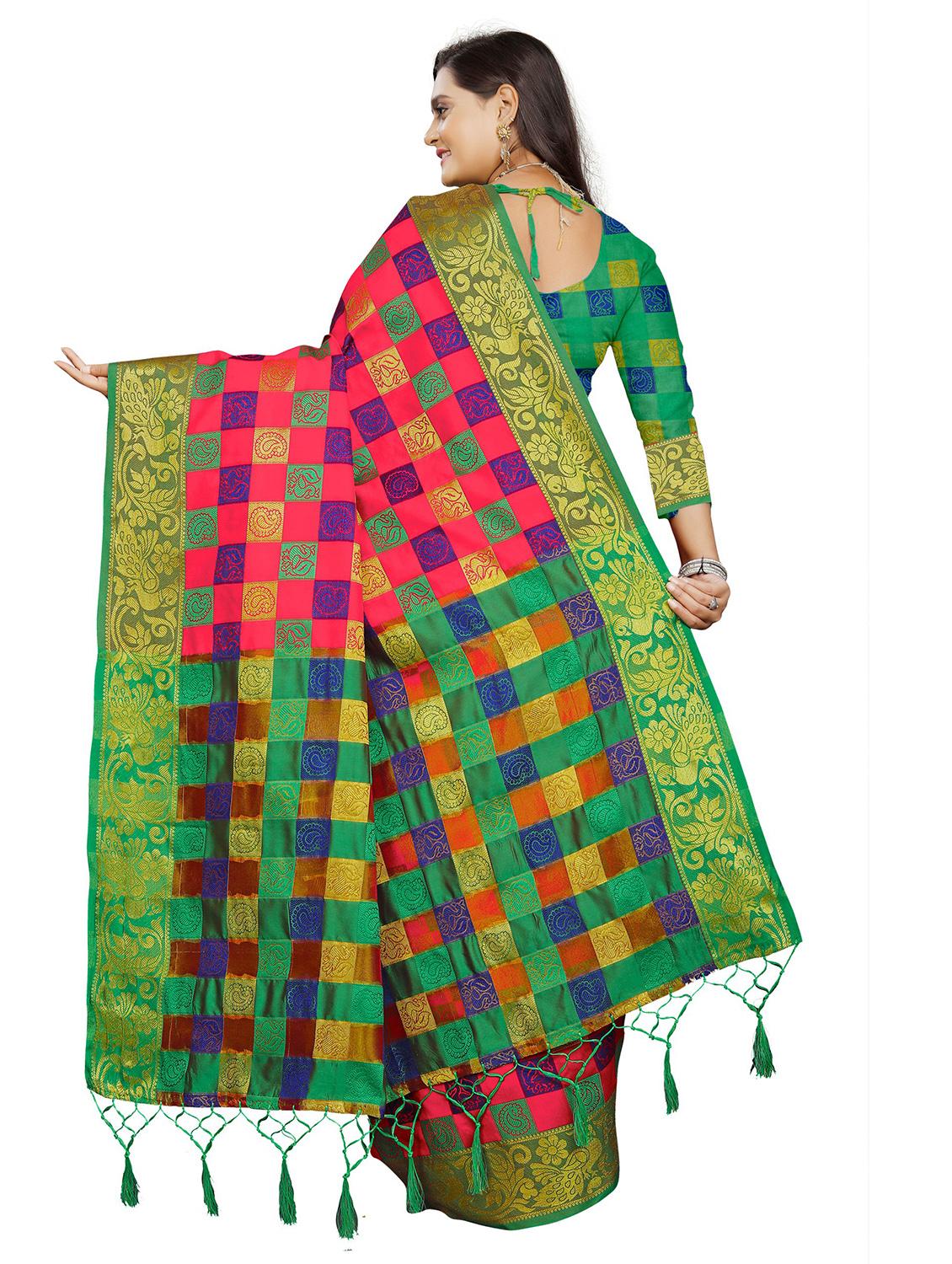 multi colored cotton silk kanjivaram saree with blouse - 18371287 - Standard Image - 1