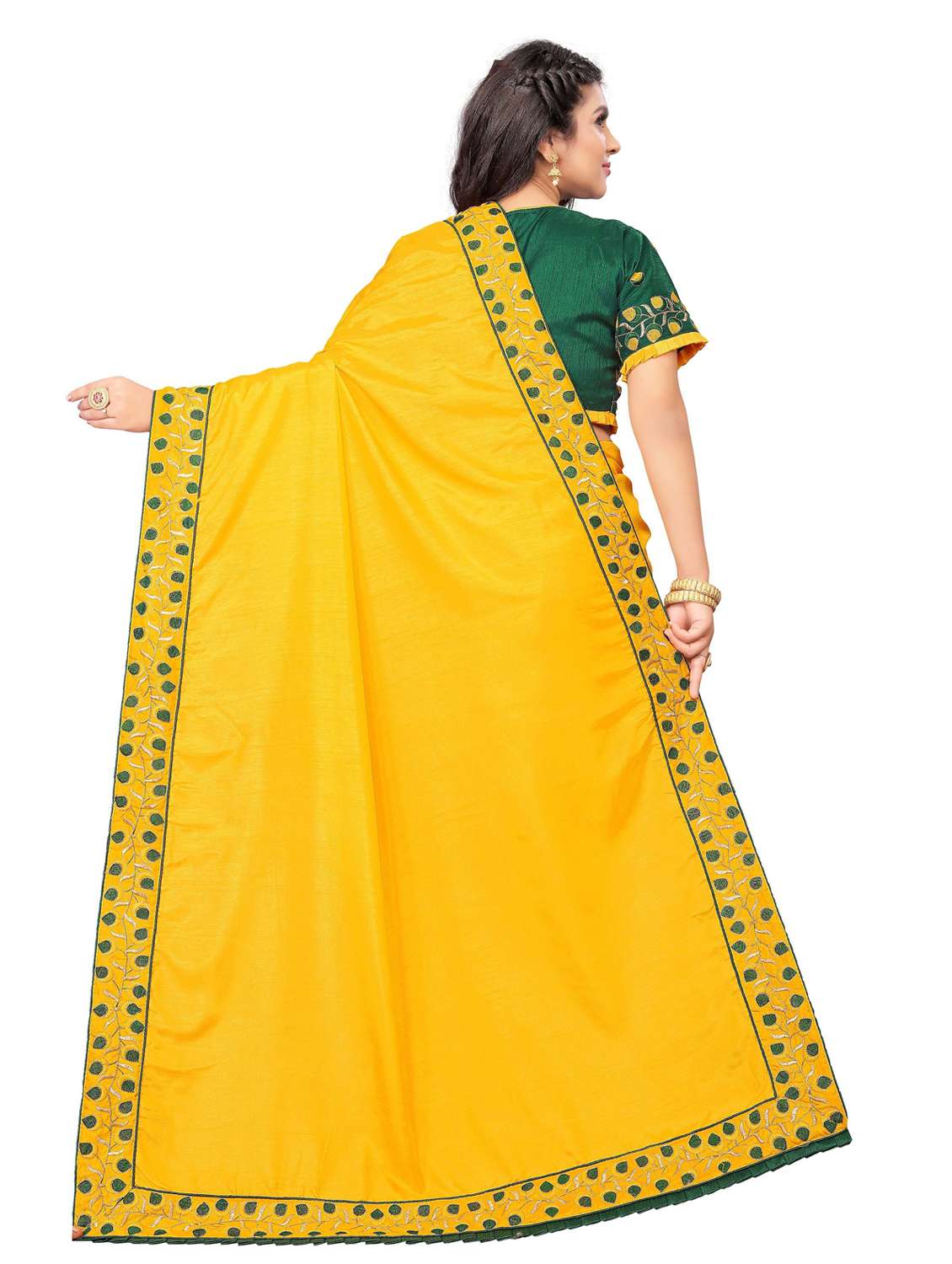 yellow bordered saree - 18371291 -  Standard Image - 1