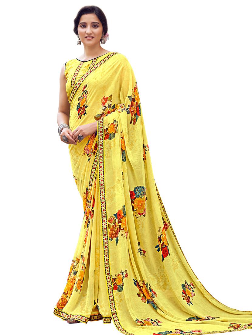 floral printed saree with blouse - 18371435 - Standard Image - 1