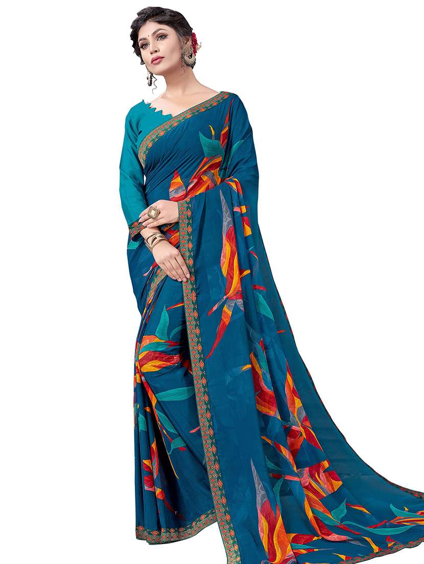abstract printed saree with blouse