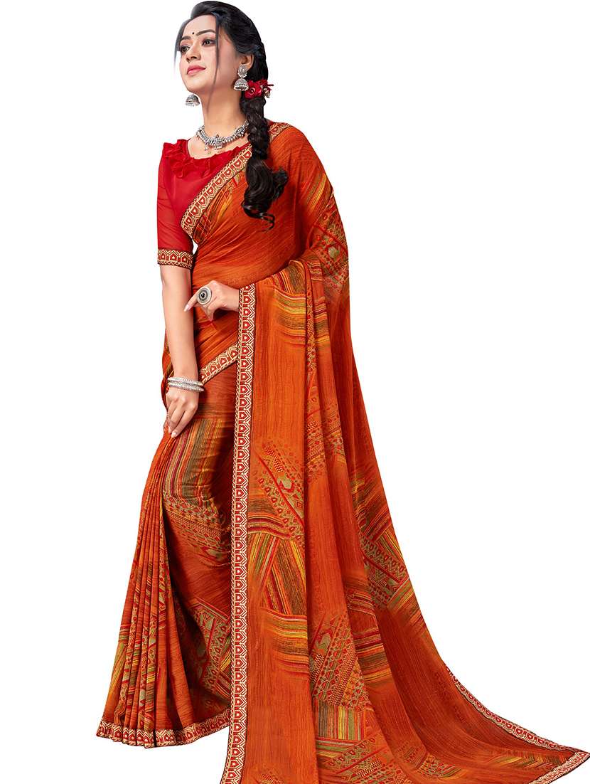 abstract printed saree with blouse - 18371519 -  Standard Image - 1