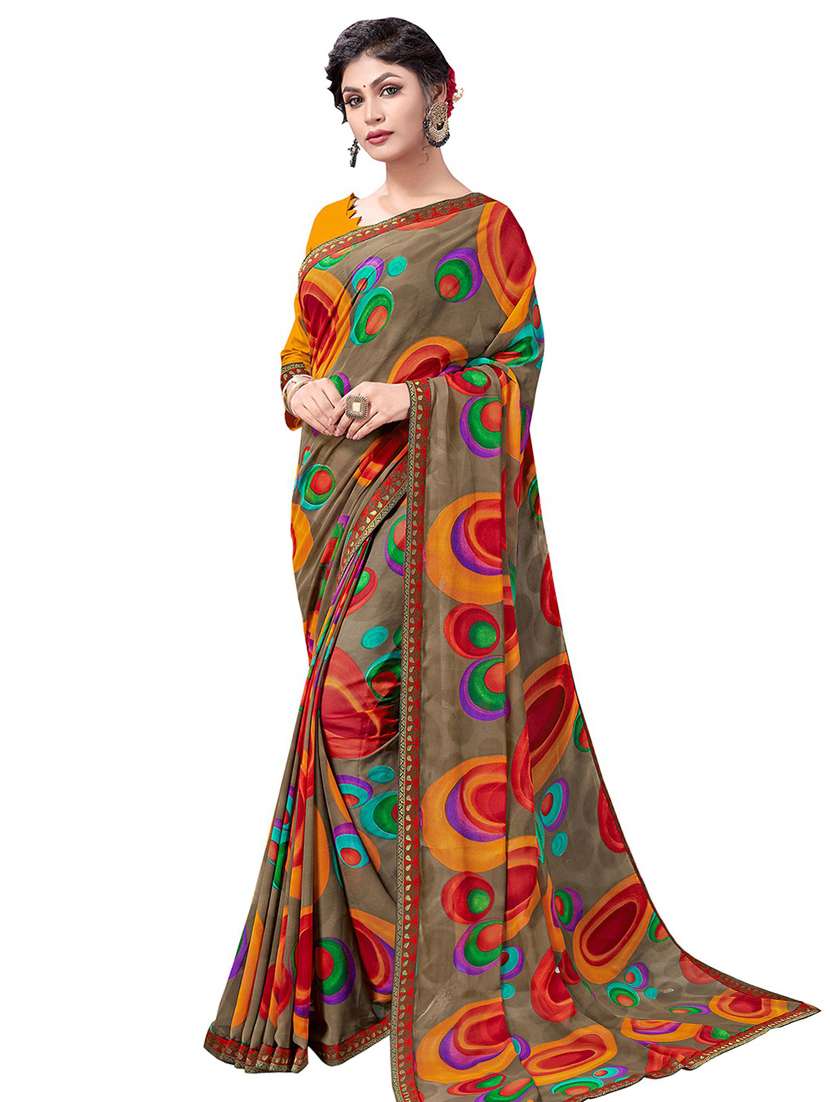 abstract printed saree with blouse - 18371521 -  Standard Image - 1