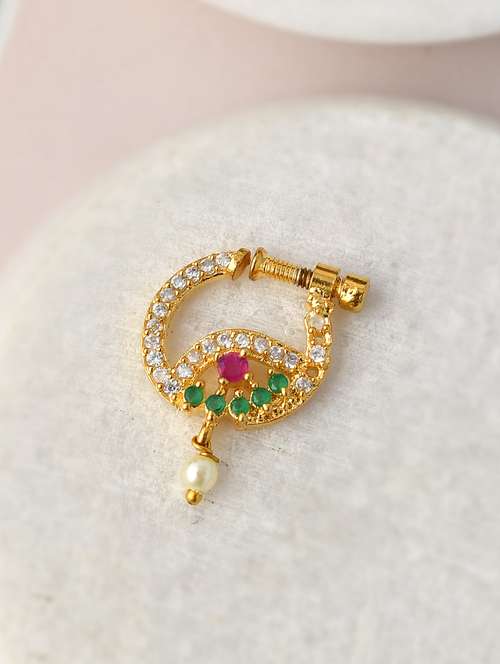 multi colored brass ring nose pin - 18371721 -  Standard Image - 0