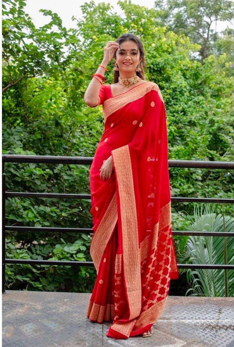 jacquard work ethnic motifs banarasi saree with blouse