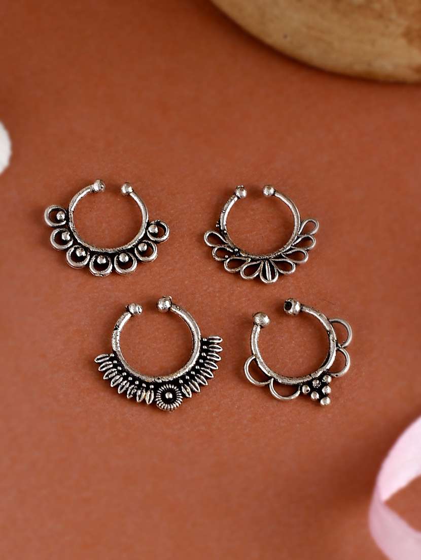 set of 4 oxidized carving septum ring - 18372132 -  Zoom Image - 0
