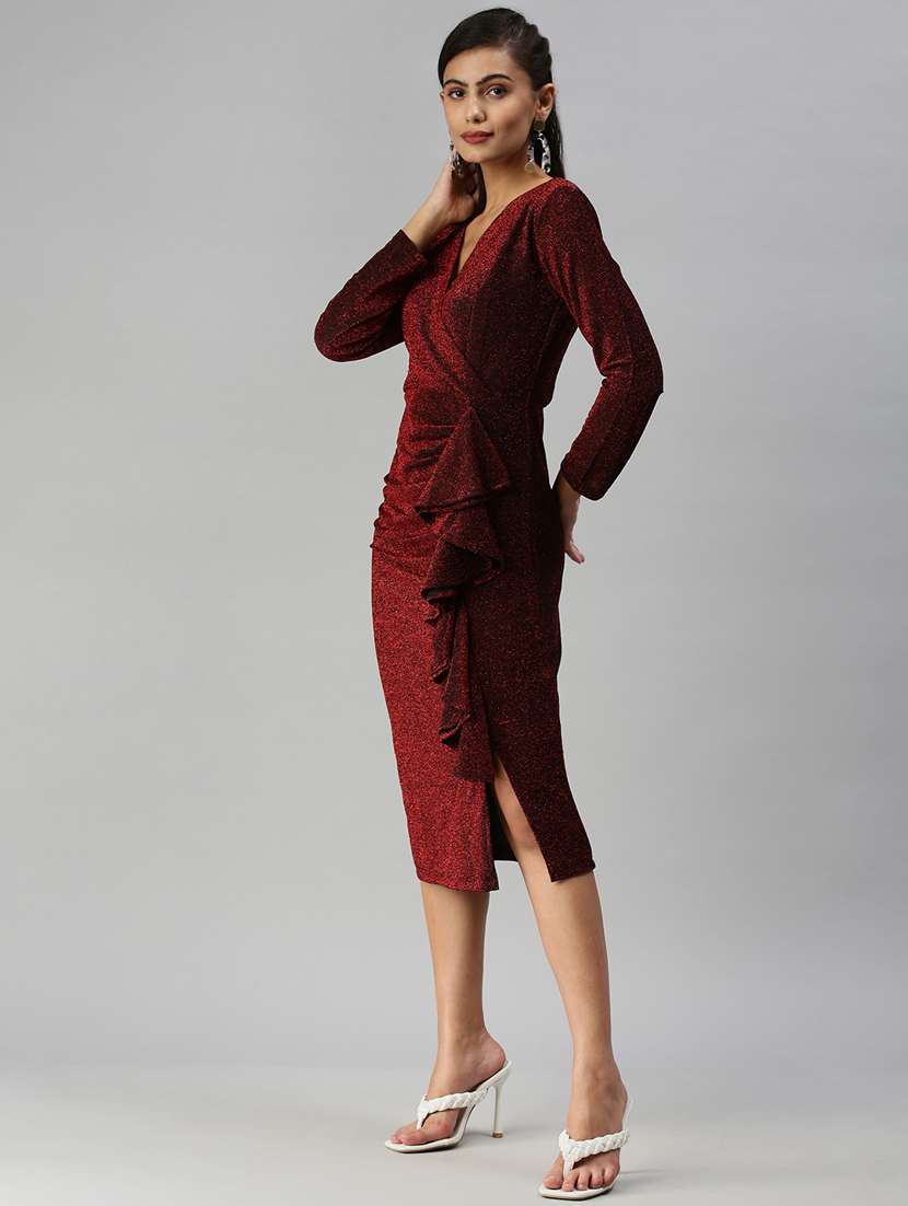 long sleeved solid bodycon dress - 18372151 -  Standard Image - 1
