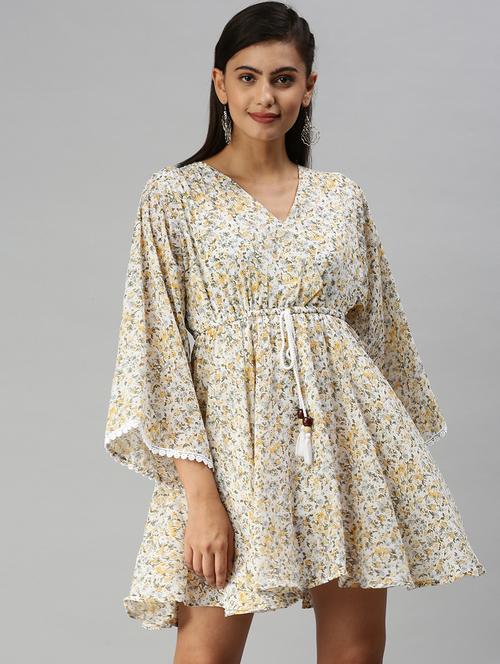 womens floral print bell sleeves fit & flare dress - 18372153 -  Standard Image - 0