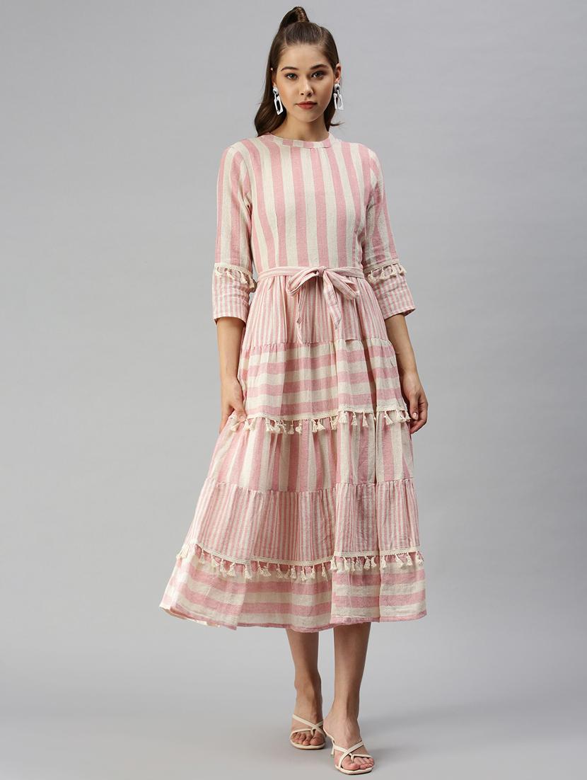 women's fit & flare striped dress - 18372167 - Standard Image - 1