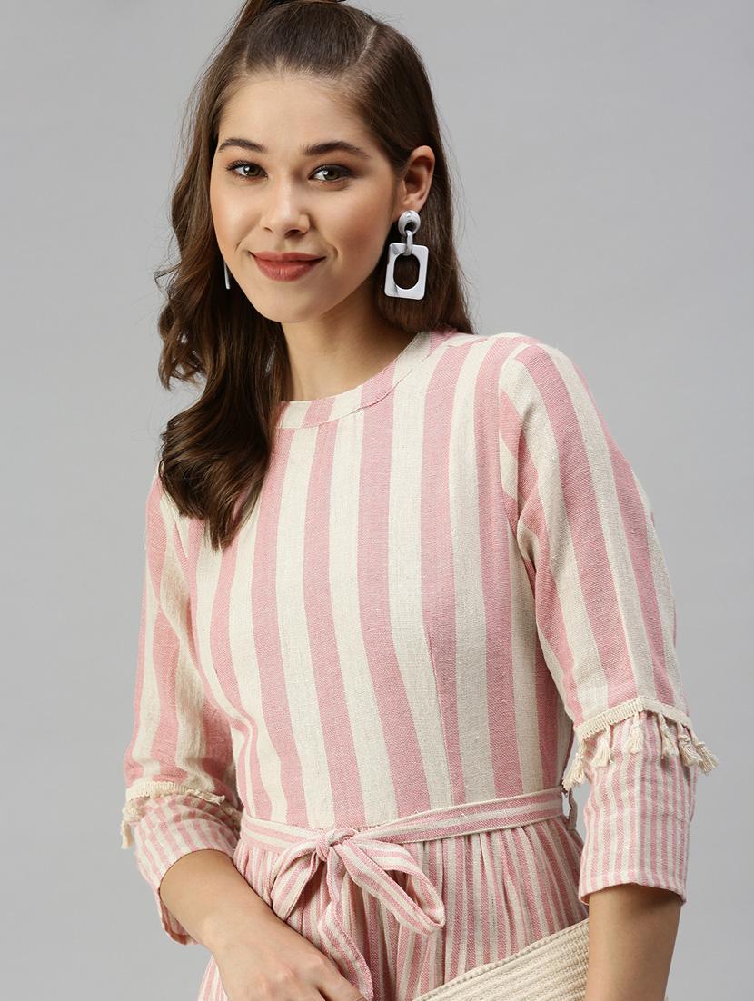 women's fit & flare striped dress - 18372167 - Standard Image - 4