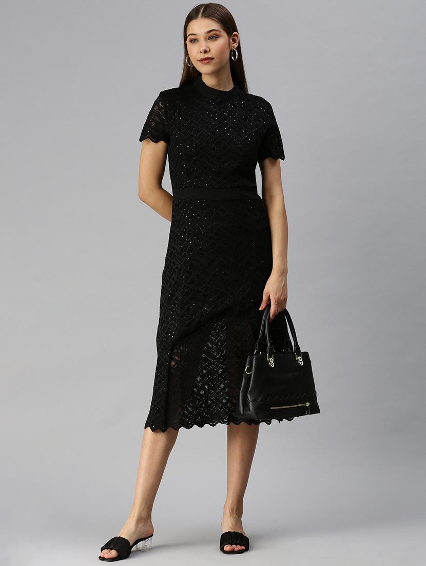 short sleeved embellished fit & flare dress - 18372193 - Zoom Image - 0
