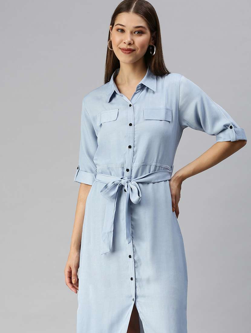 long sleeved solid shirt dress - 18372199 -  Standard Image - 1