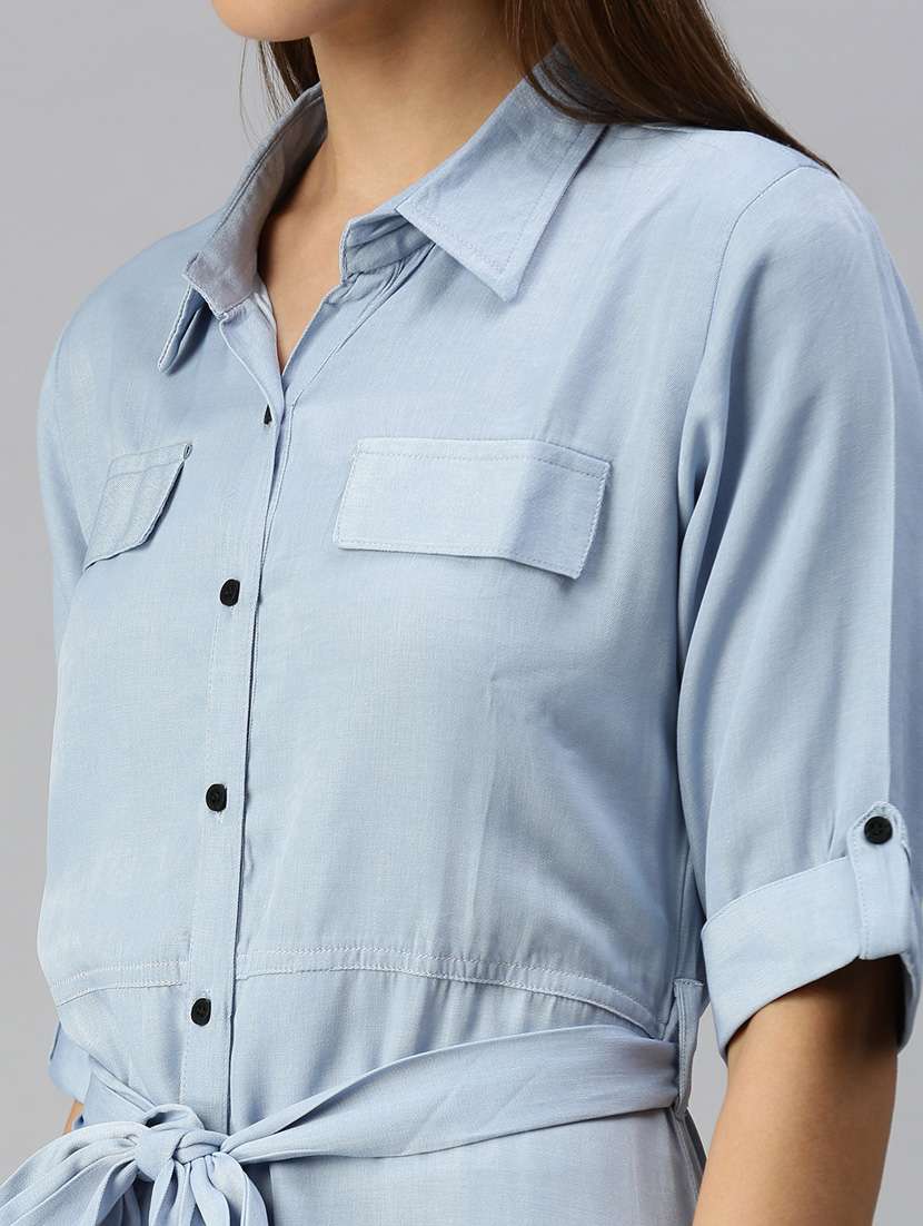long sleeved solid shirt dress - 18372199 -  Standard Image - 4