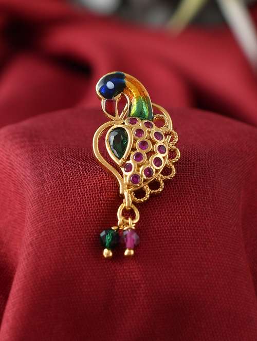 gold plated peacock nose stud - 18372225 -  Standard Image - 0