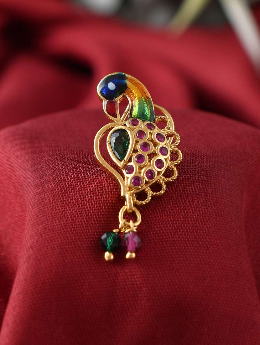 gold plated peacock nose stud - 18372225 -  Zoom Image - 0
