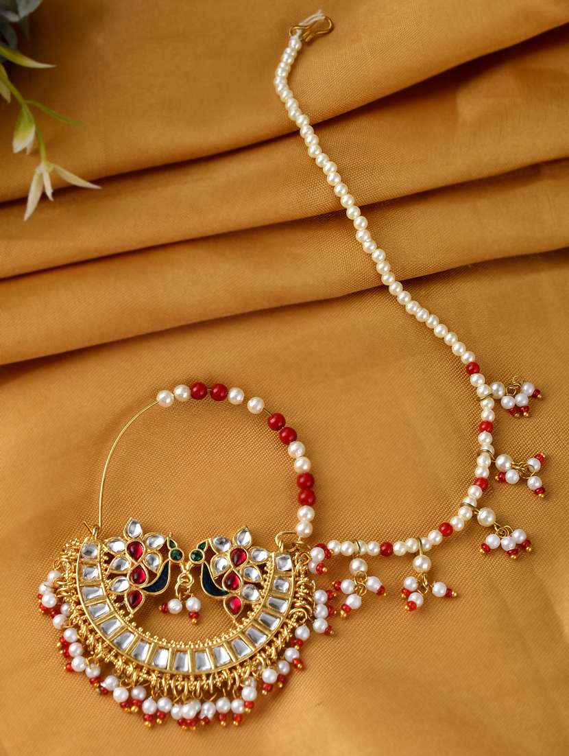 gold plated peacock bridal nosering