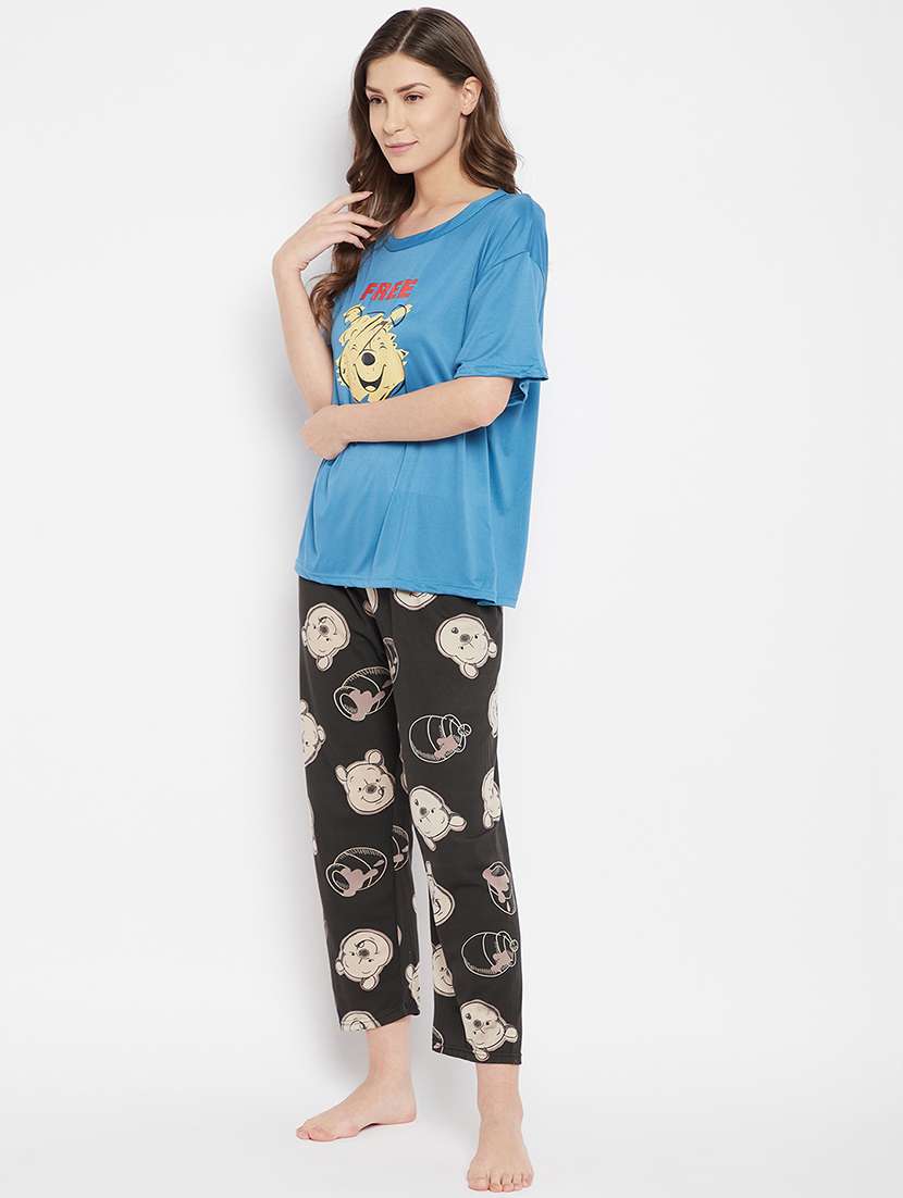 round neck graphic nightwear combo set - 18372829 -  Standard Image - 1