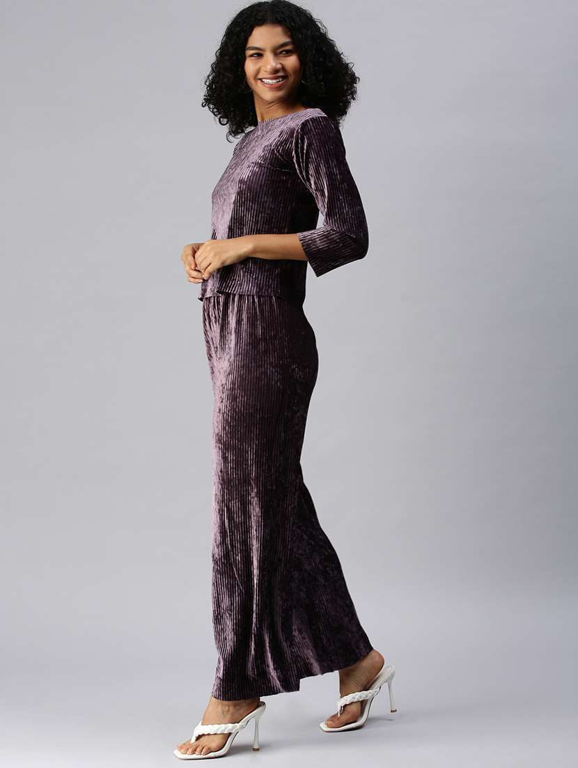 round neck solid top with palazzo set  - 18372832 -  Standard Image - 1