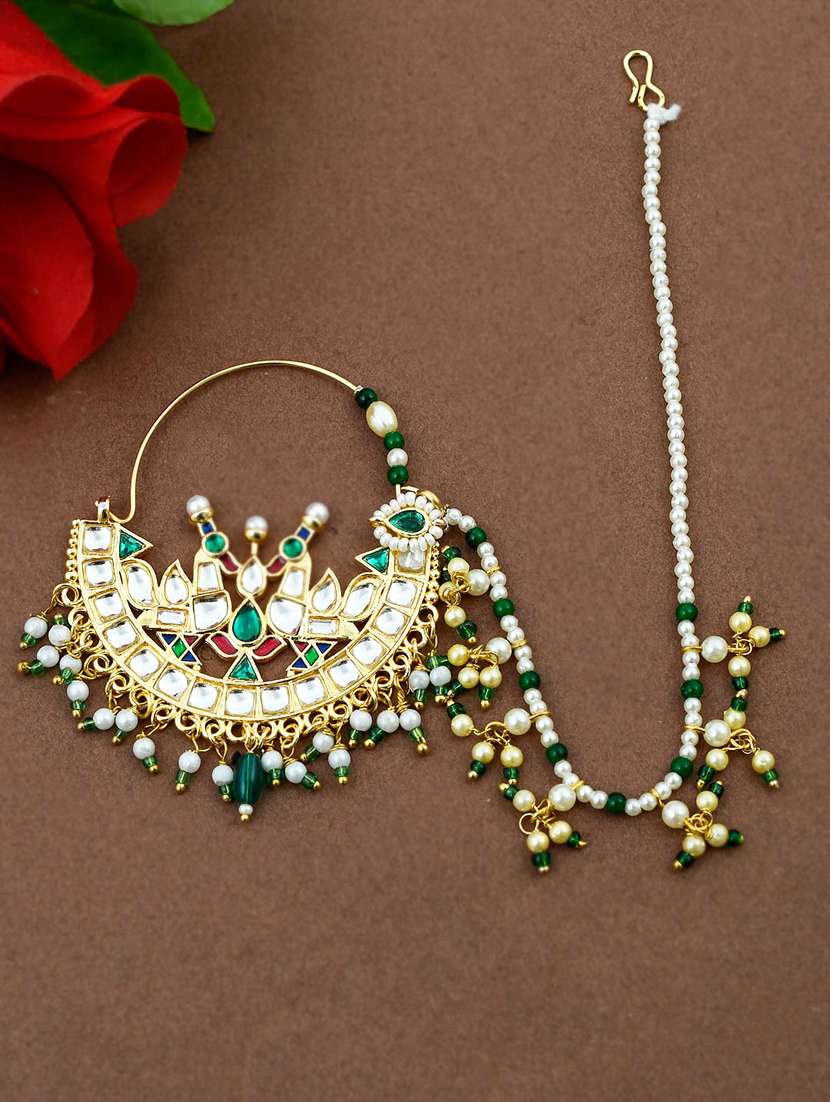 green brass naath nose pin