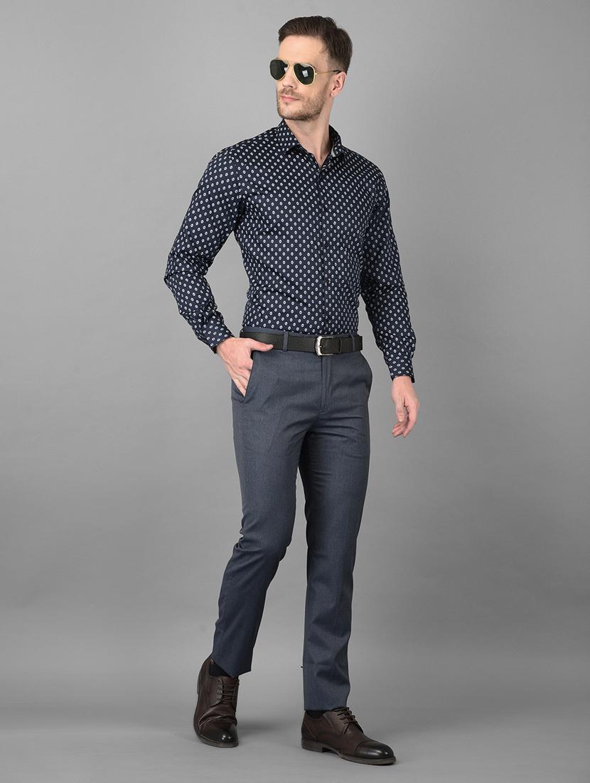blue solid formal trouser - 18373016 - Standard Image - 4