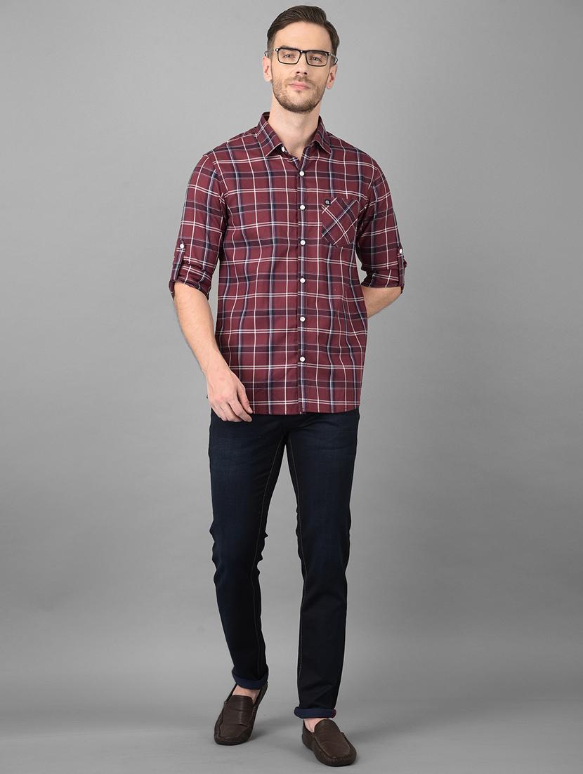 maroon checkered casual shirt - 18373021 - Standard Image - 4