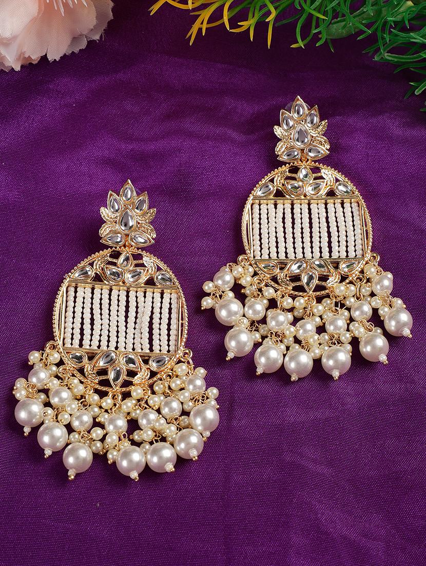 white brass drop earring - 18373261 -  Standard Image - 1
