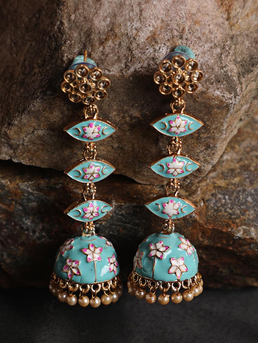 green gold plated drop earring - 18373278 - Standard Image - 1