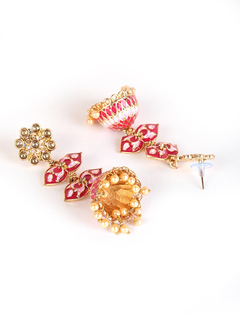 red gold plated drop earring - 18373279 - Standard Image - 1