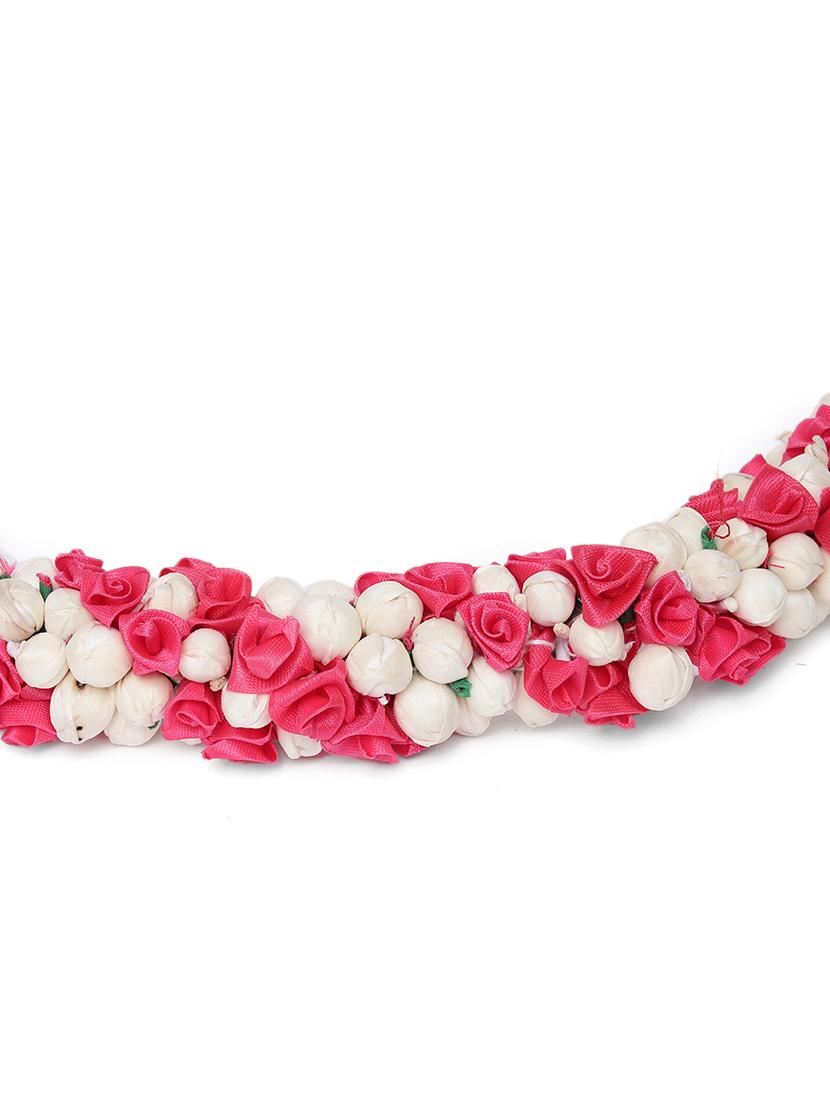 handcrafted red rose and mogra bun hair accessory - 18373295 - Standard Image - 1