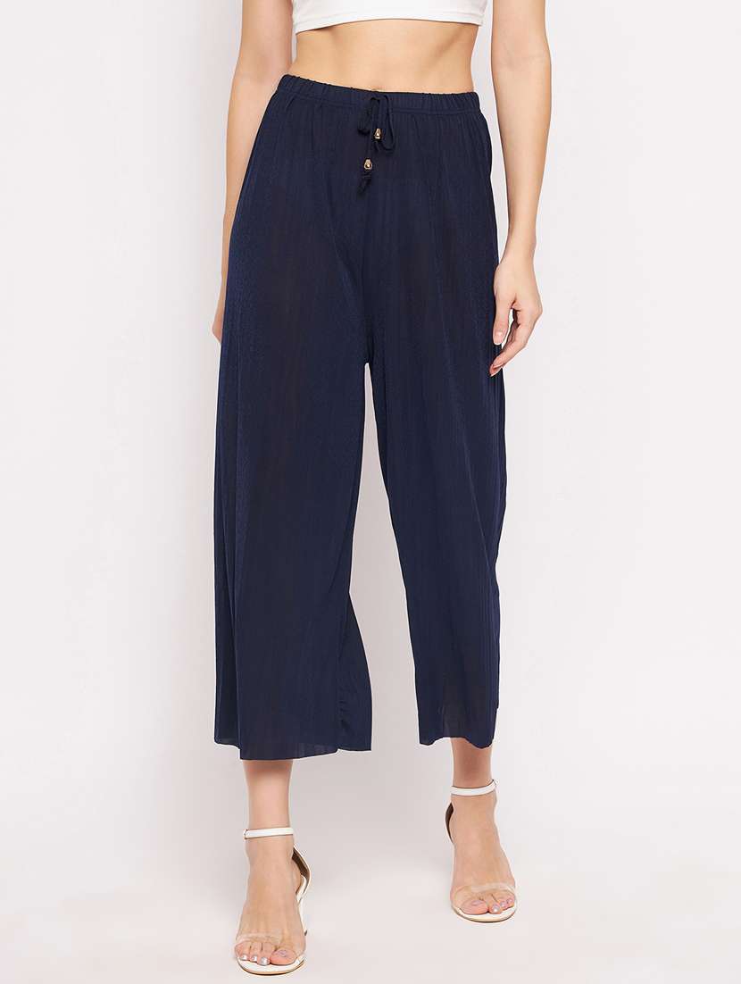 mid rise solid straight palazzo