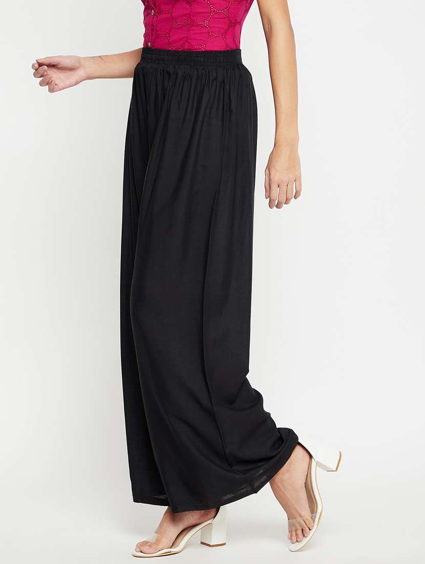 mid rise solid flared palazzo - 18373744 -  Standard Image - 1