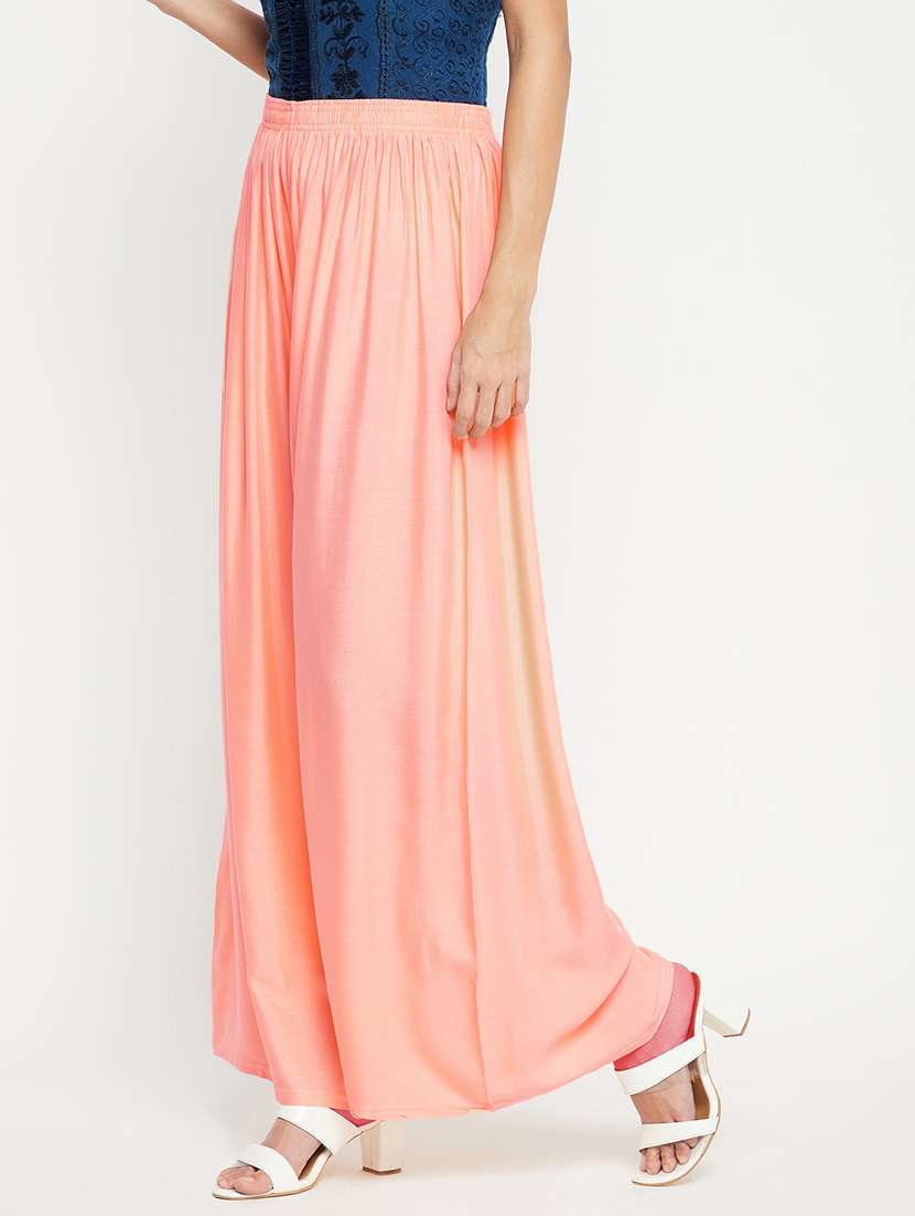 mid rise solid flared palazzo - 18373746 -  Standard Image - 1