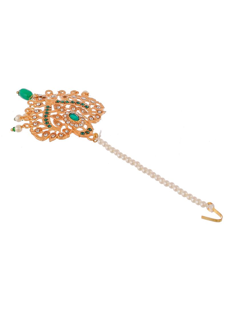 gold brass maang teekas & passa - 18373765 - Standard Image - 4