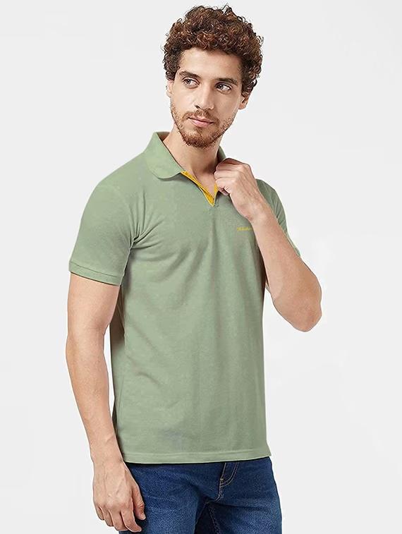 olive green solid polo t-shirt - 18374660 - Standard Image - 1